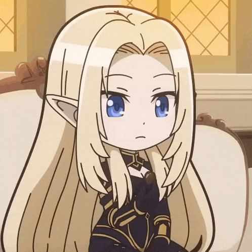 a cartoon girl with long blonde hair and blue eyes