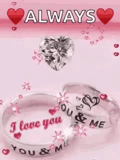 a pink background with a ring that says `` i love you & me ''