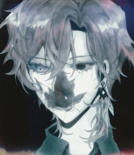 a drawing of a person with a broken face and a broken nose