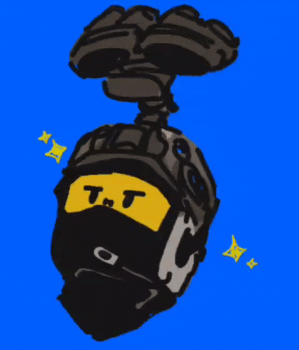 a drawing of a ninja wearing a helmet with the letter t on it
