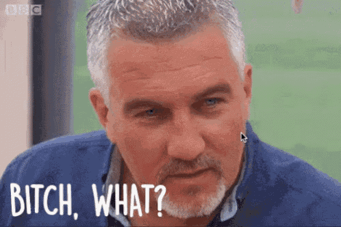 a man with gray hair and a beard is saying bitch what