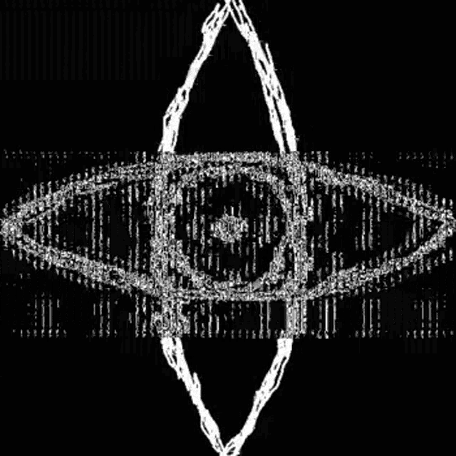 a black and white drawing of a star with a circle in the middle