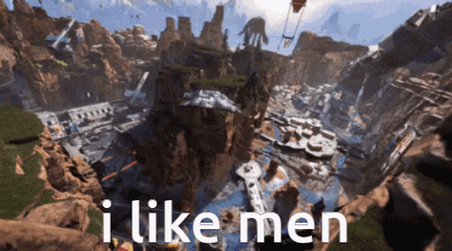 a video game scene with the words i like men