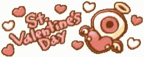 a pixel art illustration of a valentine 's day message with hearts around it