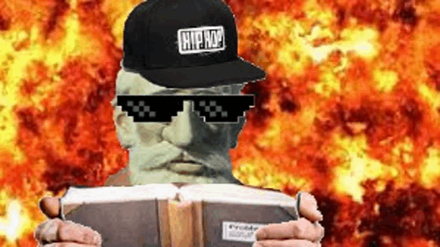 a man wearing sunglasses and a hat that says hiphop