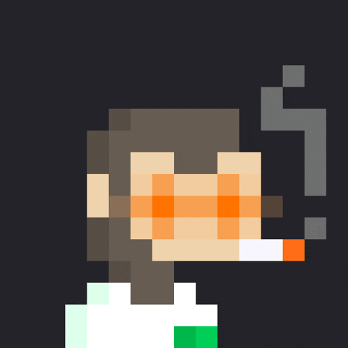 a pixel art drawing of a person smoking a cigarette .