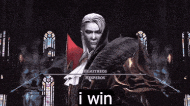 a video game character named hemitheos has a sword in his hand