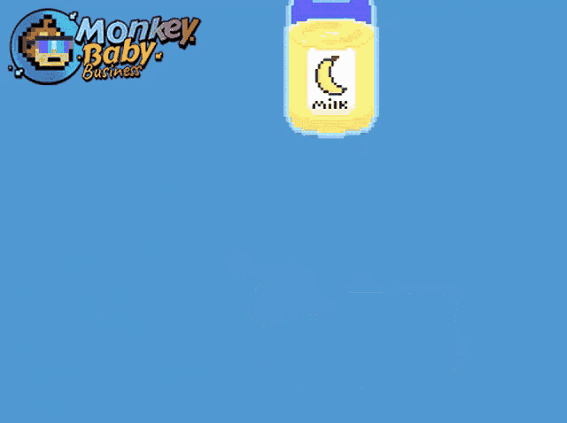a blue background with monkey baby business written on the bottom