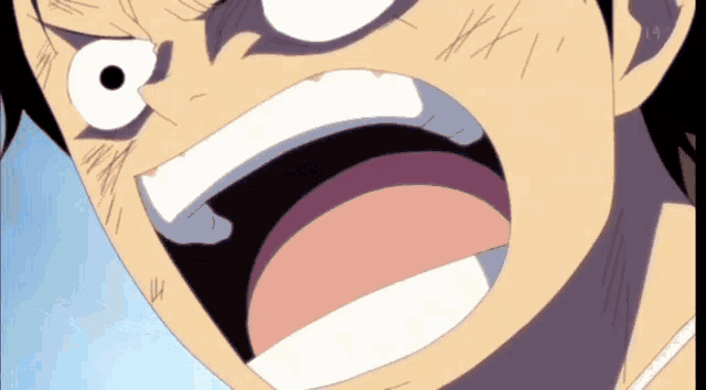 a close up of a cartoon character 's face with his mouth wide open