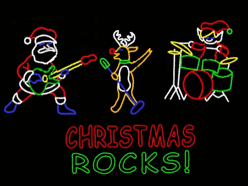a neon sign that says christmas rocks