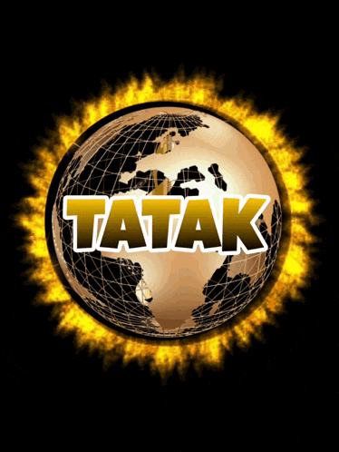 a logo for tatak with a globe in the center