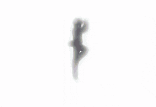 a silhouette of a person standing on a white surface