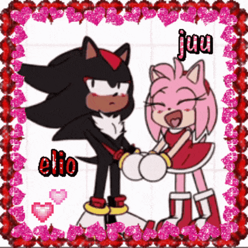 shadow the hedgehog and amy rose from sonic the hedgehog are holding hands
