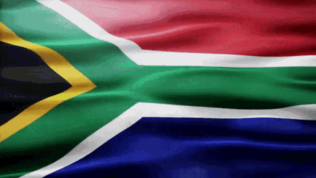 a south african flag with a red white and blue stripe