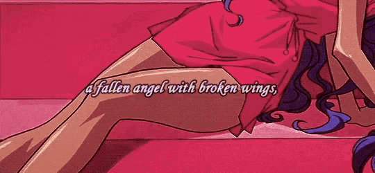 a fallen angel with broken wings is depicted in a cartoon