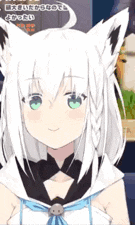 a close up of a anime girl with white hair and green eyes