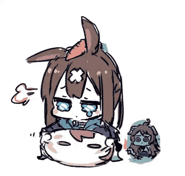 a drawing of a girl with bunny ears and the number 3