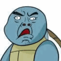 a cartoon turtle is making a funny face with his mouth open .
