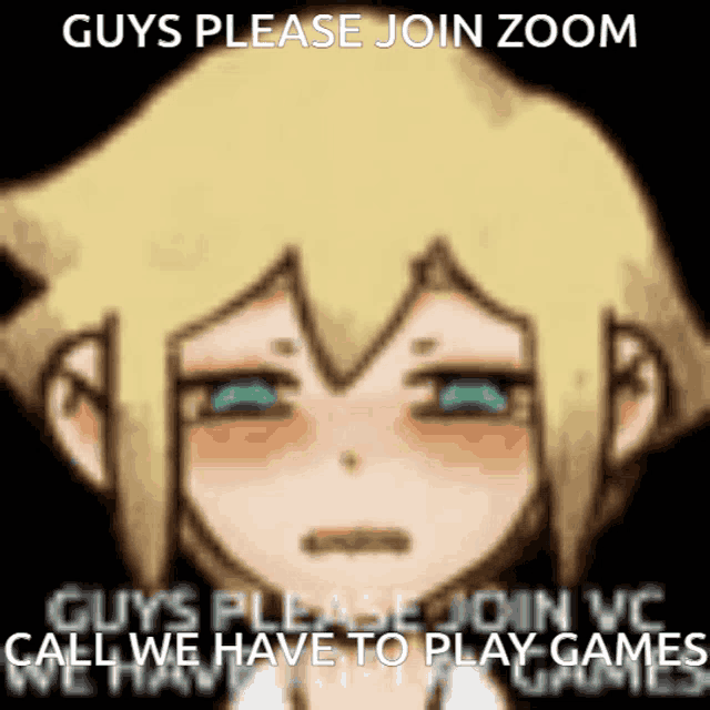 a picture of a girl with the words " guys please join zoom " written on it