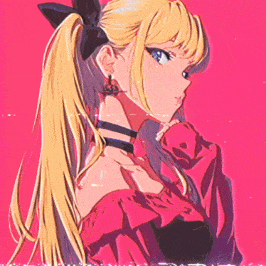 a girl with blonde hair and blue eyes is wearing a choker and earrings