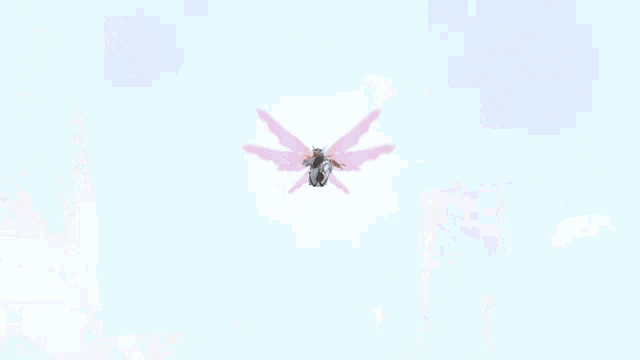 a black object is surrounded by flames on a pink and white background