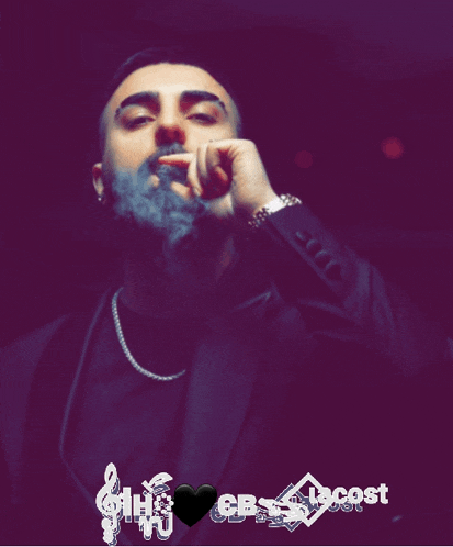 a man with a beard is smoking a cigarette with a cbs boost logo in the corner