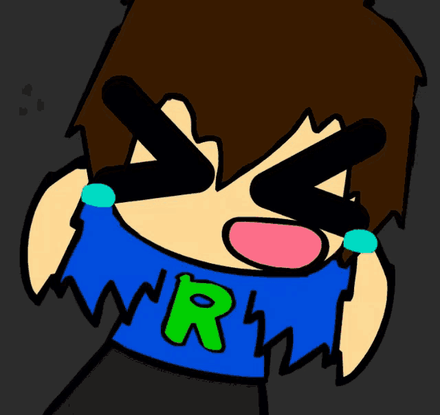 a cartoon drawing of a boy with a shirt that says wrm
