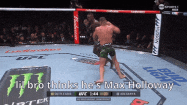 lil bro thinks he 's max holloway during a fight