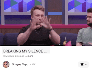 a man is sitting on a couch with his hands on his face and the words breaking my silence