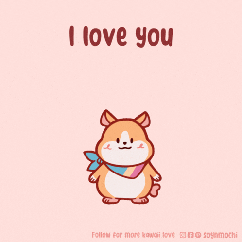 a cartoon of a dog with the words " i love you " above it