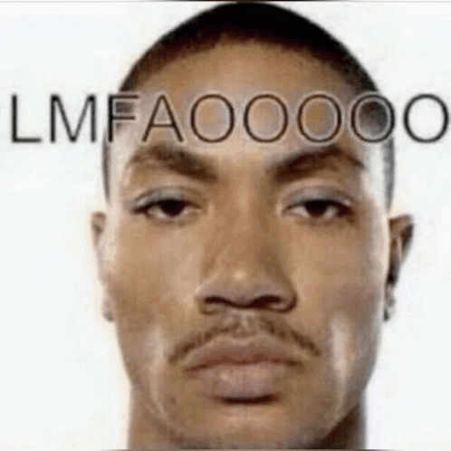 a close up of a man 's face with the words lmfaoooo written on it .