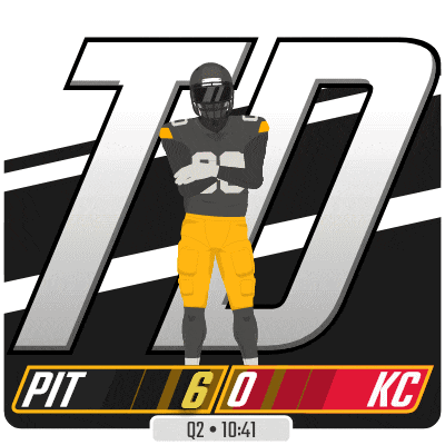a football player is standing in front of a pit logo