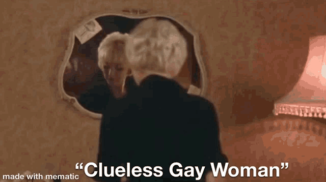 a meme that says " clueless gay woman " is made by mematic