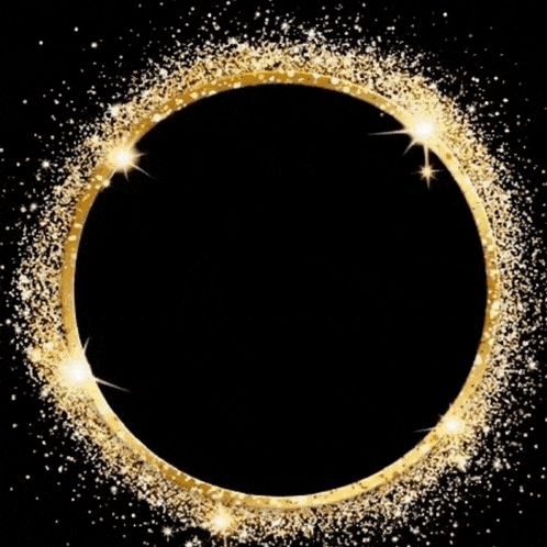 a black background with a gold circle around it