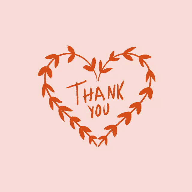 a heart with the words thank you written inside