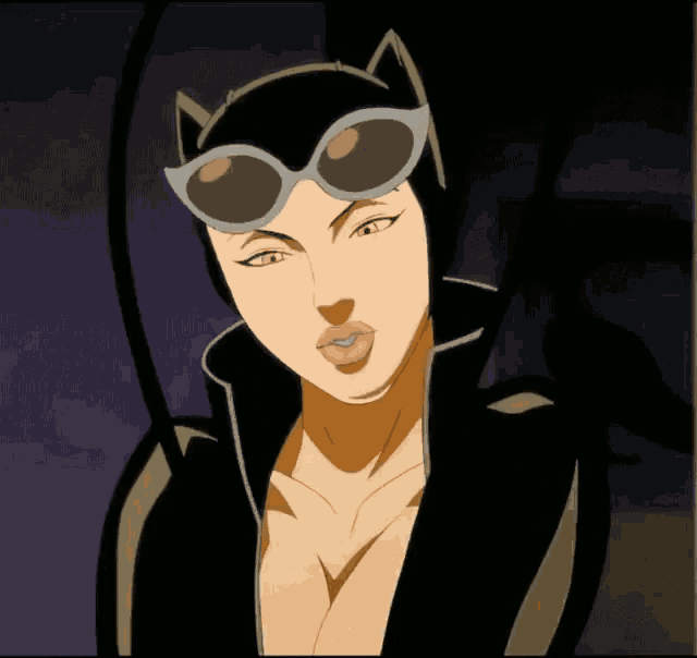 a cartoon of catwoman wearing sunglasses and a cat costume