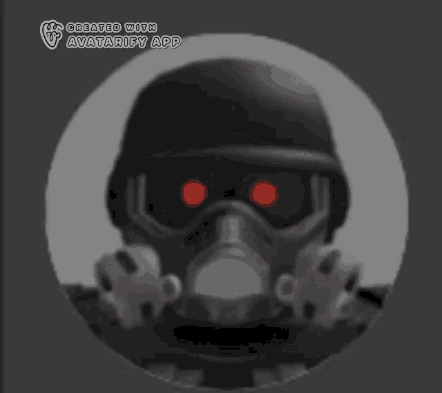 a picture of a person wearing a helmet and gas mask with the words avatarify app below