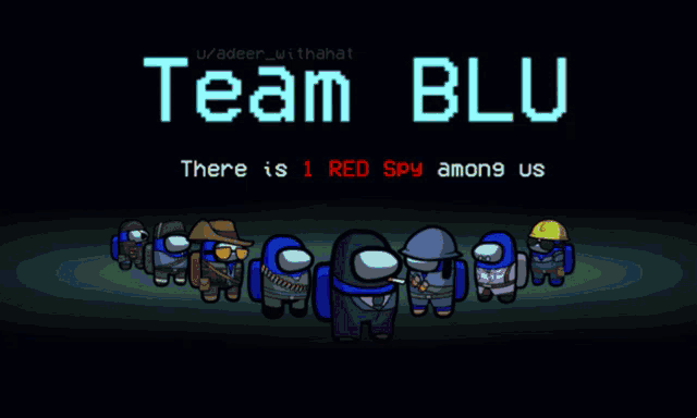 among us characters are lined up in a row with the text team blu