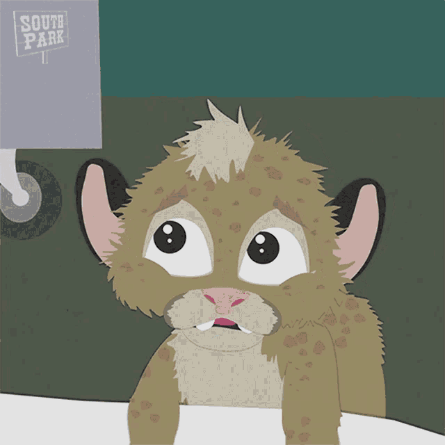 a cartoon drawing of a cat with the words south park on the bottom