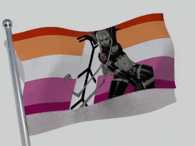 a lesbian flag with a woman on it