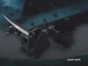 a close up of a person 's face with blood coming out of it and the words `` adult swim '' on the bottom .