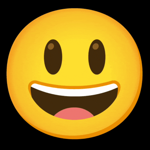 a yellow smiley face with a big smile and a pink tongue sticking out