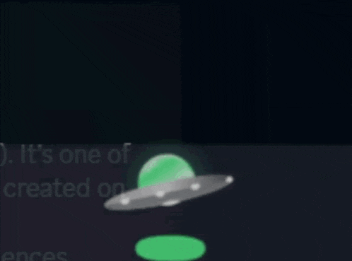 a cartoon illustration of an ufo with a green light coming from it