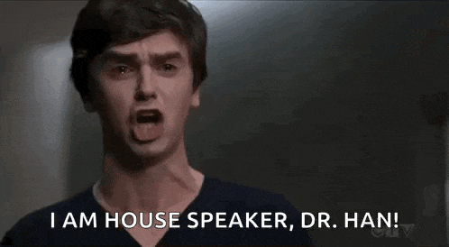 a man is screaming and saying `` i am house speaker , dr. han '' .