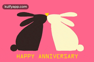 a happy anniversary greeting card with two rabbits