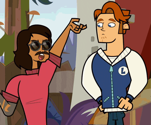 a cartoon character with a l on his jacket
