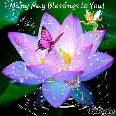 a purple flower with the words many may blessings to you written on it