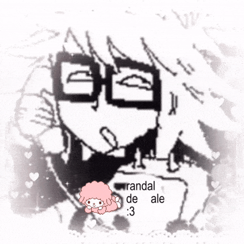a drawing of a man with glasses and the words randal de ale on the bottom right