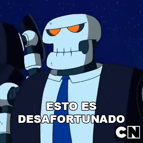 a cartoon skeleton in a suit and tie is saying `` esto es desafortunado '' in spanish .