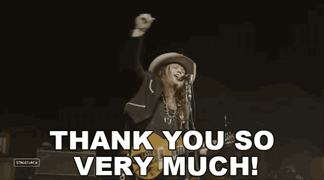 a man singing into a microphone with the words thank you so very much written below him